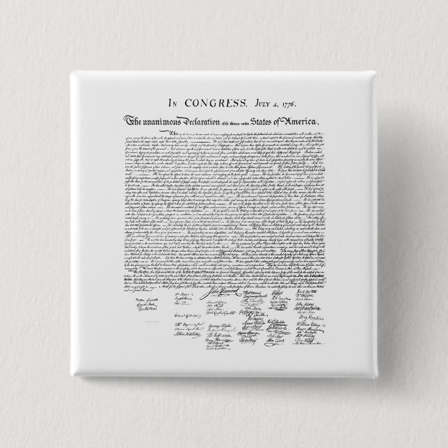 Declaration of Independence 2 Inch Square Button (Front)