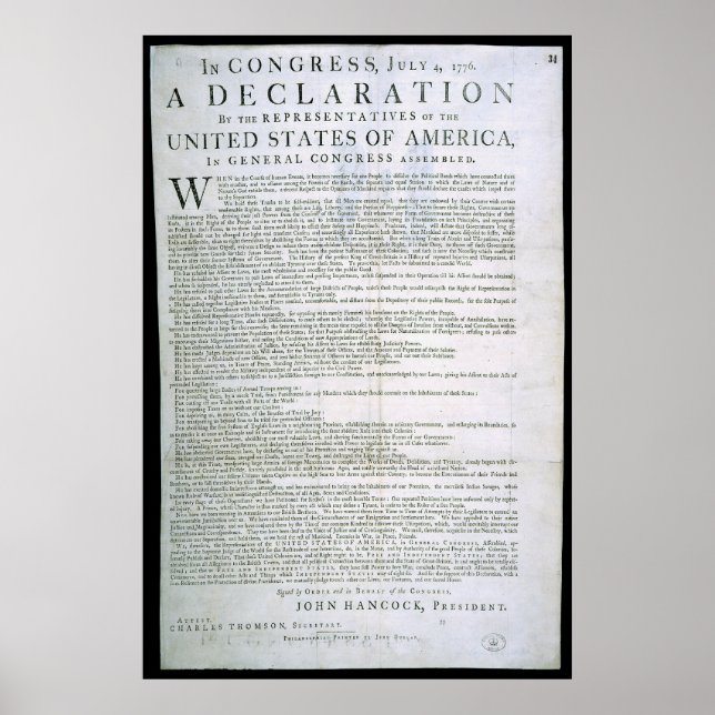 Declaration of Independence by Dunlap Poster (Front)