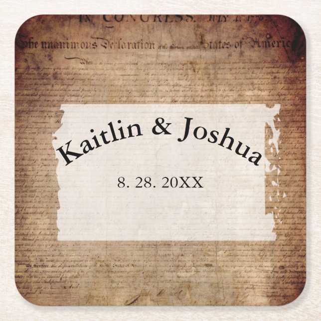 Declaration of Independence 📜 Historical 1776 Square Paper Coaster (Front)
