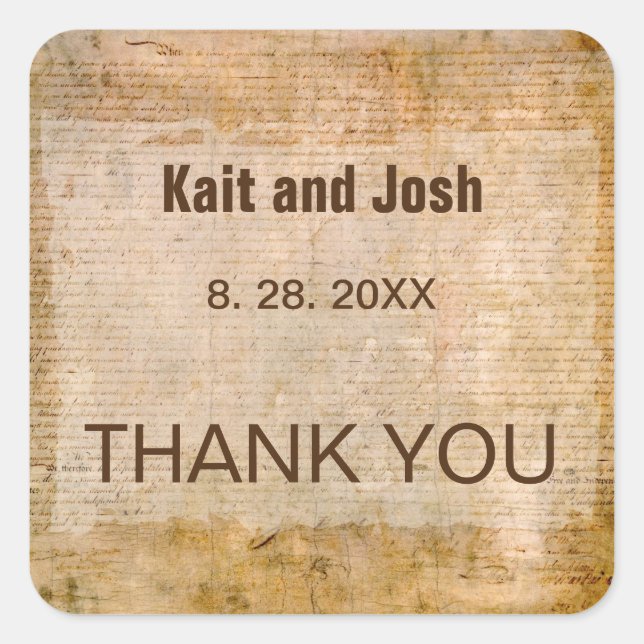 Declaration of Independence 📜 Historical Wedding Square Sticker (Front)