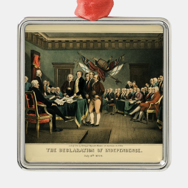 Declaration of Independence, Restored, Christmas Metal Ornament (Front)