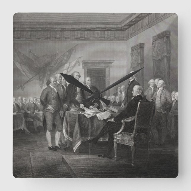 Declaration of Independence Square Wall Clock (Front)