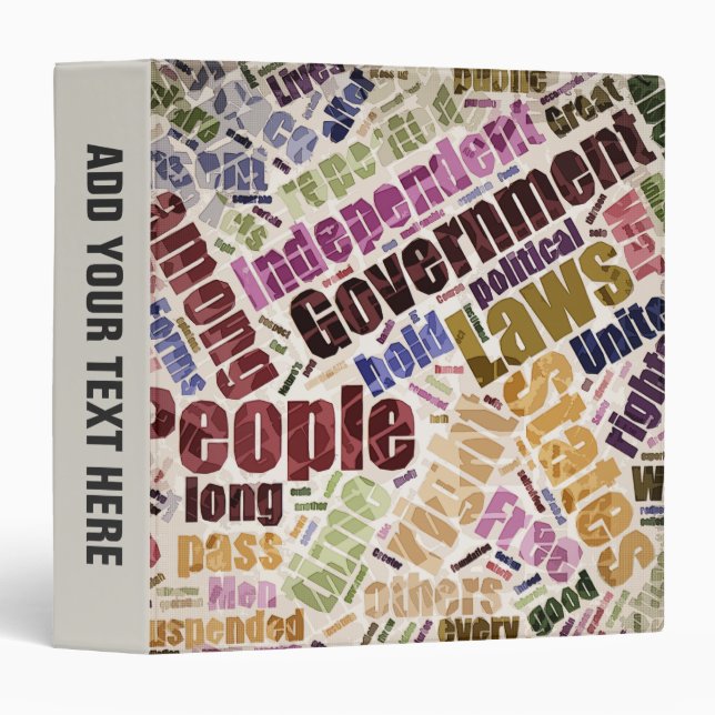 Declaration of Independence Word Cloud Binder (Front/Spine)