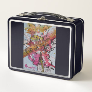 Declining Zinnia 001 / Artist Larry Lerew Metal Lunch Box