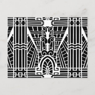 Deco Architectural Pattern, Black and White Postcard