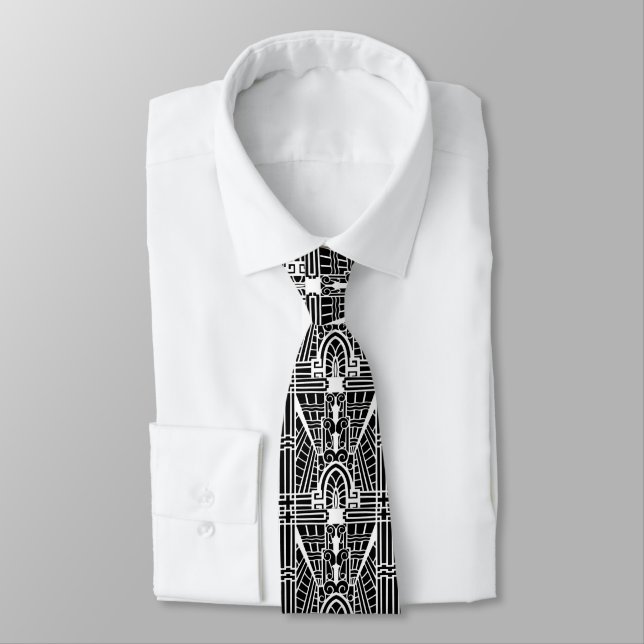 Deco Architectural Pattern, Black and White Tie (Tied)