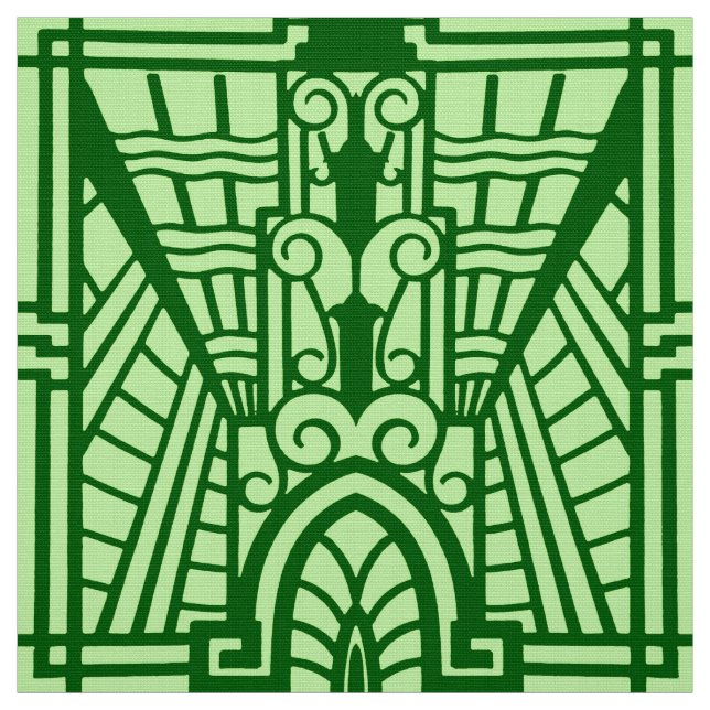 Deco Architectural Pattern, Light Jade Green Fabric (Swatch)