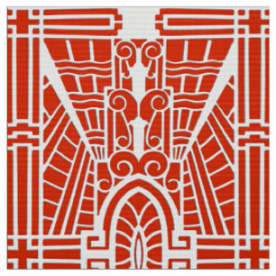Deco Architectural Pattern, Mandarin Orange Fabric