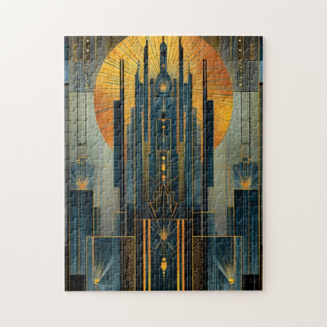 Deco Architecture At Night Jigsaw Puzzle (Vertical)