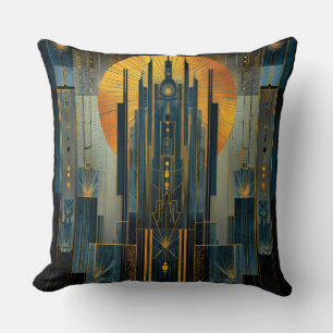 Deco Architecture At Night Throw Pillow