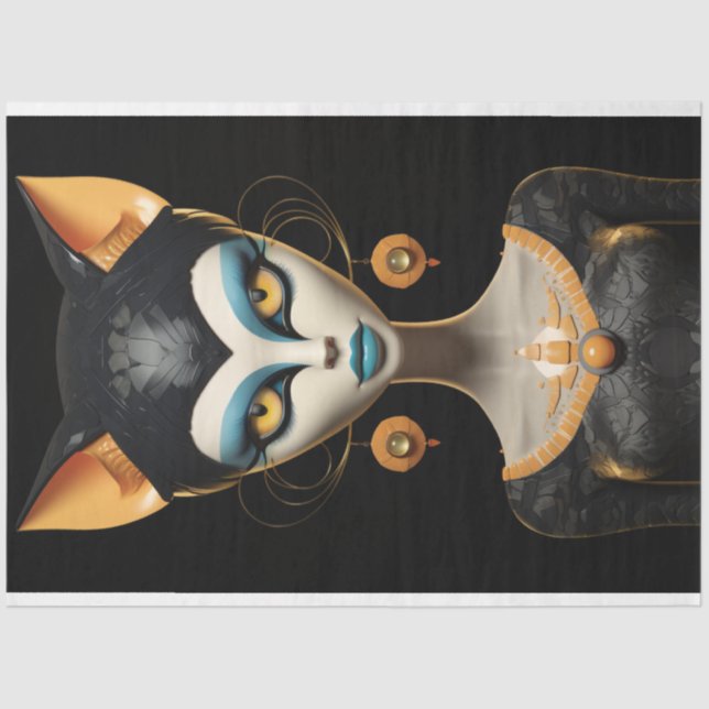 Deco Art Feline Orange Eyes Decoupage Tissue Paper (Front)