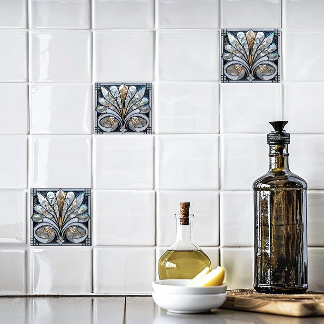  Deco Beautiful Black White Iridescent Glass Gold  Tile (Creator Uploaded)