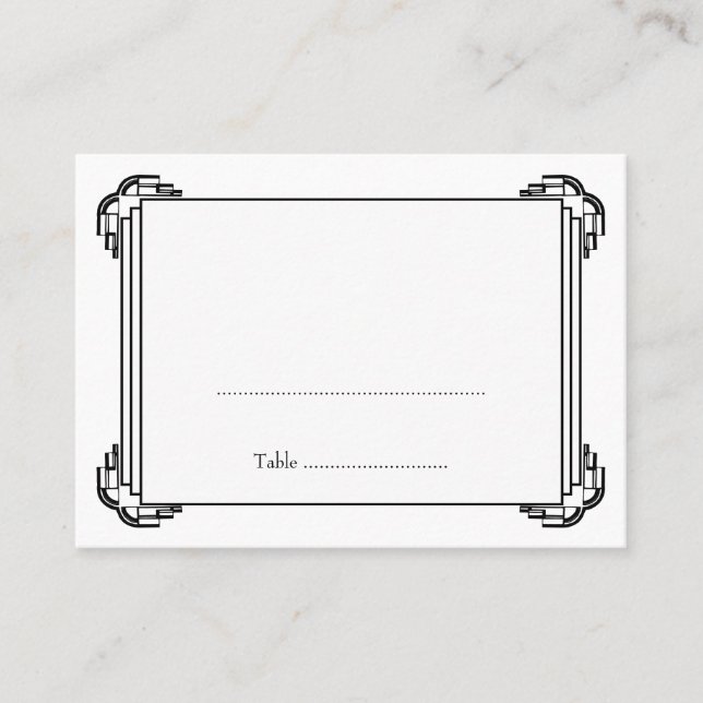 Deco black frame wedding guest escort place card (Front)