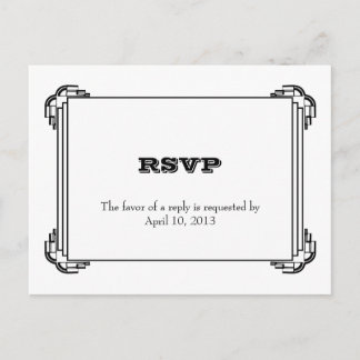 Deco black frame wedding RSVP response card