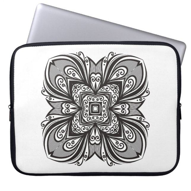 Deco Black Square Inspired Laptop Sleeve (Front)