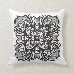 Deco Black Square Inspired Throw Pillow