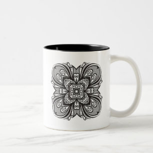 Deco Black Square Inspired Two-Tone Coffee Mug