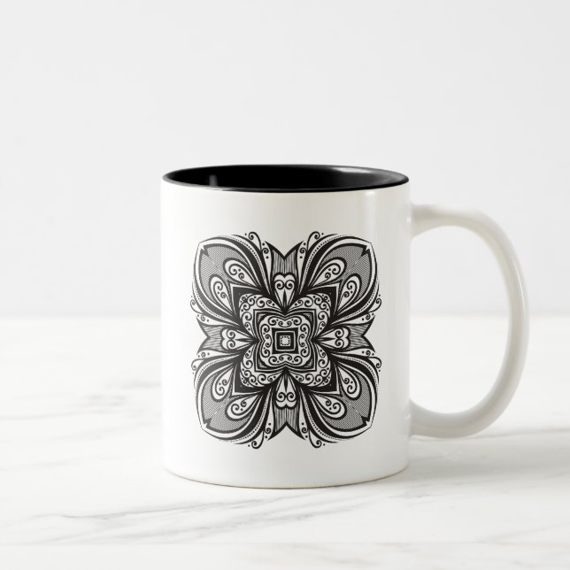 Deco Black Square Inspired Two-Tone Coffee Mug (Right)