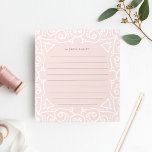 Deco Blush | Lined Notepad<br><div class="desc">Chic personalized notepad in pale blush pink features an ornate white art deco style border with your name or choice of personalization at the top in medium grey. Lined for easy notekeeping.</div>