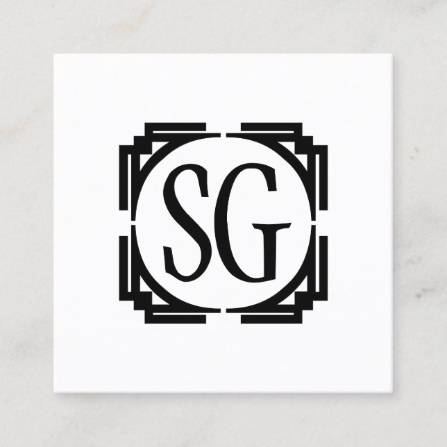 Deco Box - Initials Square Business Card (Front)