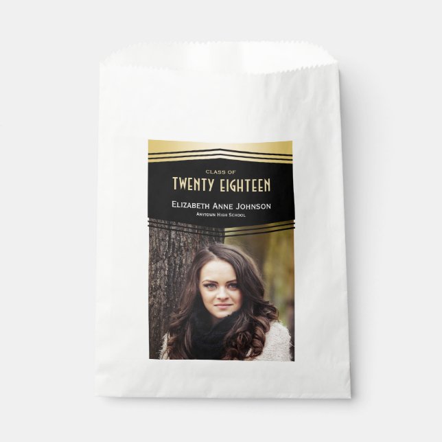 Deco Chevrons | 2 Photo Graduation Party Favour Bag (Front)