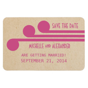 Deco Chic Save the Date Magnet, Fuchsia Magnet