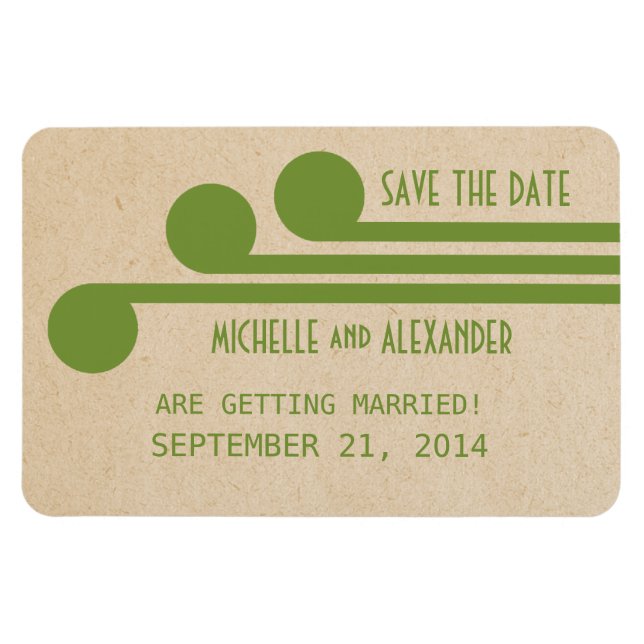Deco Chic Save the Date Magnet, Green Magnet (Horizontal)