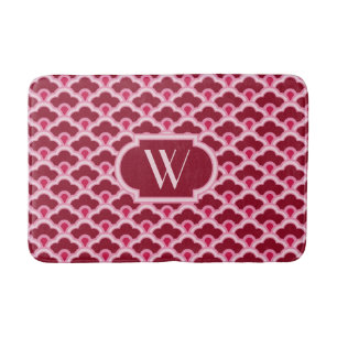Deco Chinese Scallops, Burgundy Wine and Pink Bath Mat