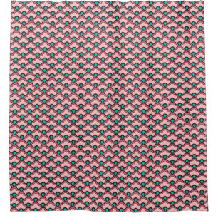 Deco Chinese Scallops, Coral Pink and Turquoise