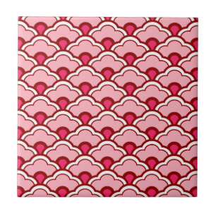Deco Chinese Scallops, Fuchsia and Light Pink Cera Tile