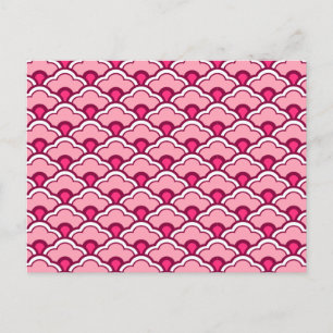 Deco Chinese Scallops, Fuchsia and Light Pink Postcard