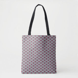 Deco Chinese Scallops, Grey / Gray, Black and Pink Tote Bag