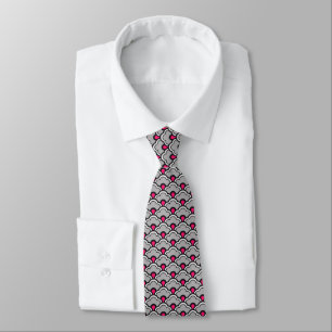 Deco Chinese Scallops, Grey / Grey, Black and Pink Tie
