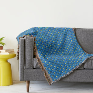 Deco Chinese Scallops, Ocean Blue and Indigo Throw Blanket