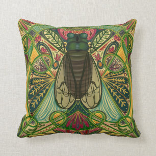 Deco Cicada Throw Pillow