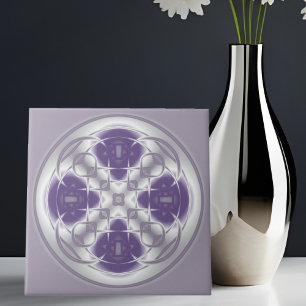 Deco Circle Abstract Purple and Grey Ceramic Tile