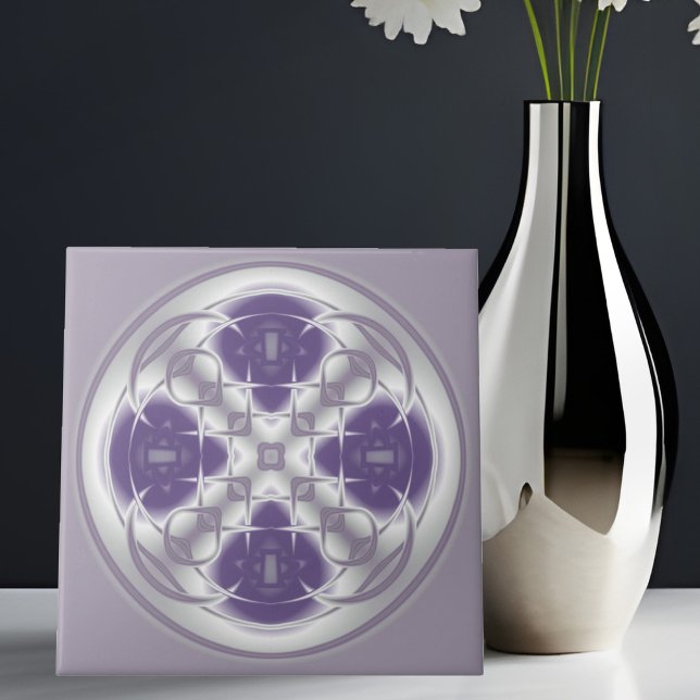 Deco Circle Abstract Purple and Grey Ceramic Tile (Creator Uploaded)