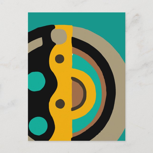 Deco Circle in Gold and Teal Postcard (Front)