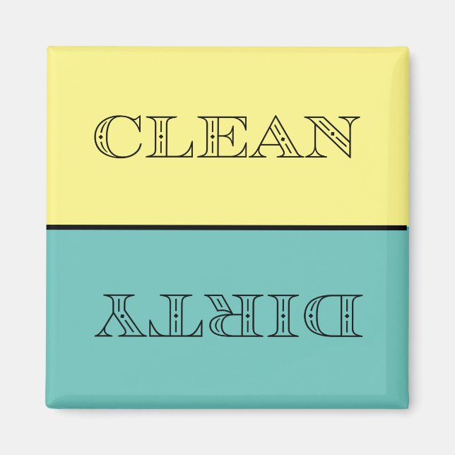 Deco Clean/Dirty Dishwasher Magnet (Yellow/Teal) (Front)