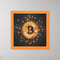 déco de bureau moderne crypto BITCOIN LOGO orange