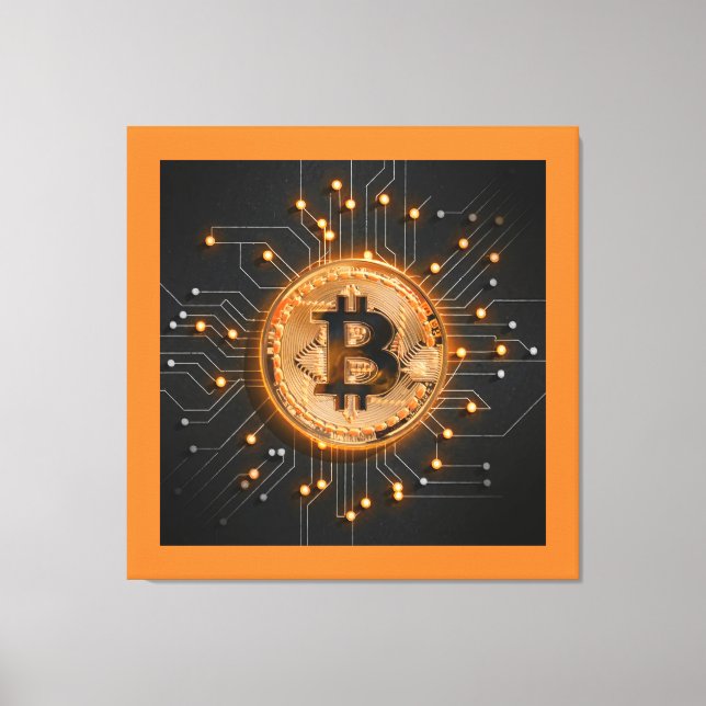 déco de bureau moderne crypto BITCOIN LOGO orange (Recto)