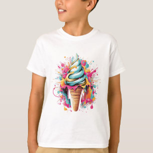 Deco Delights: Retro-Inspired Ice Cream Cone T-Shirt