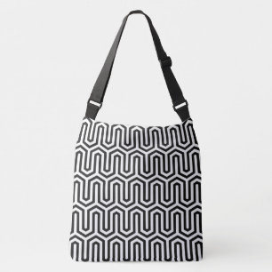 Deco Egyptian motif - black and white Crossbody Bag
