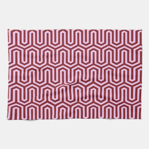 Deco Egyptian motif - burgundy and pink Kitchen Towel