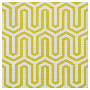 Deco Egyptian motif - mustard gold and white Fabric
