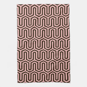 Deco Egyptian motif - pink and chocolate Kitchen Towel