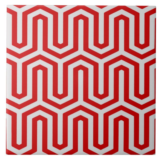 Deco Egyptian motif - red and grey Tile (Front)