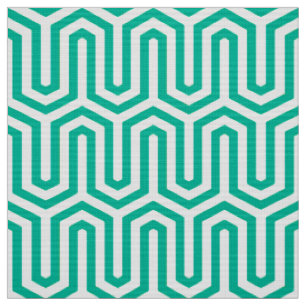 Deco Egyptian motif - turquoise and white Fabric