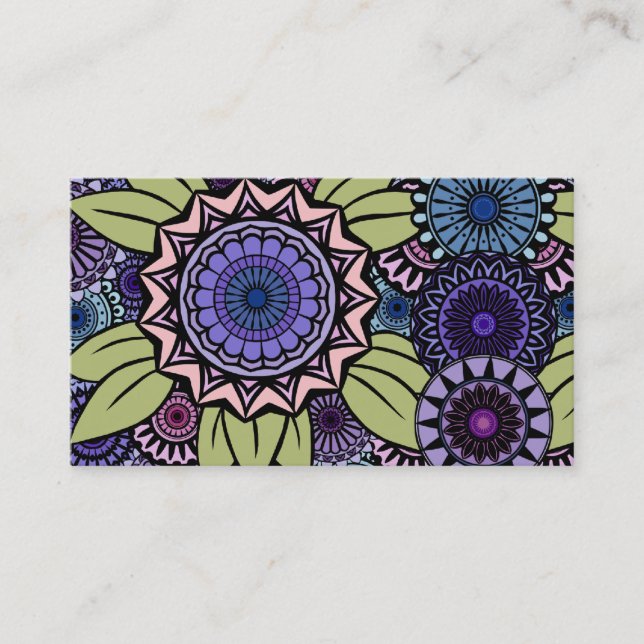 Deco Fandango in Lavender and Green Business Card (Front)