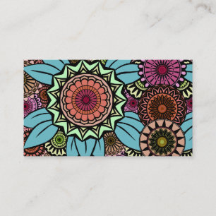 Deco Fandango in Turquoise and Pink Business Card